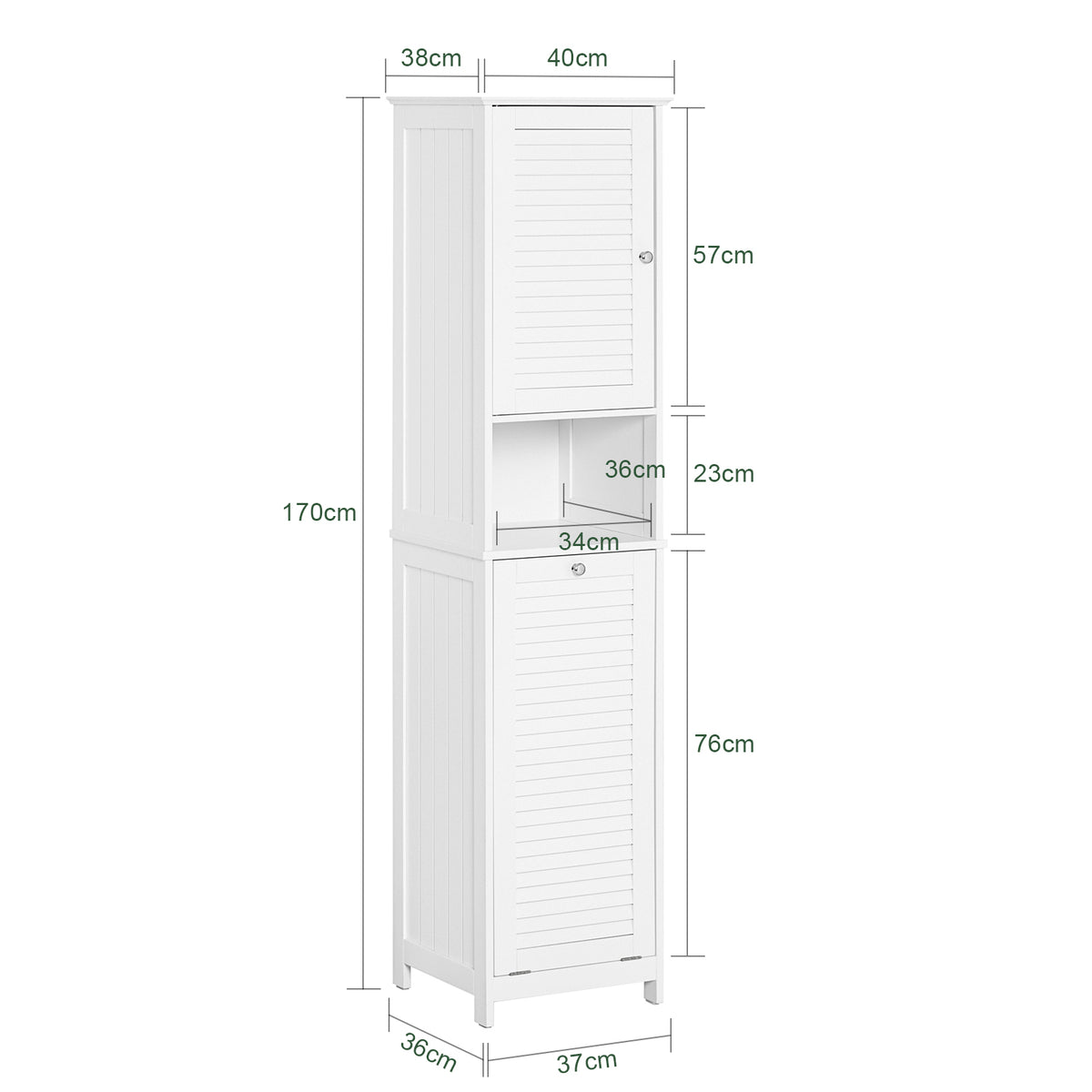 SoBuy BZR124-W, Bathroom Tall Cabinet Cupboard Storage Cabinet with Laundry Basket, White
