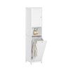 SoBuy BZR124-W, Bathroom Tall Cabinet Cupboard Storage Cabinet with Laundry Basket, White