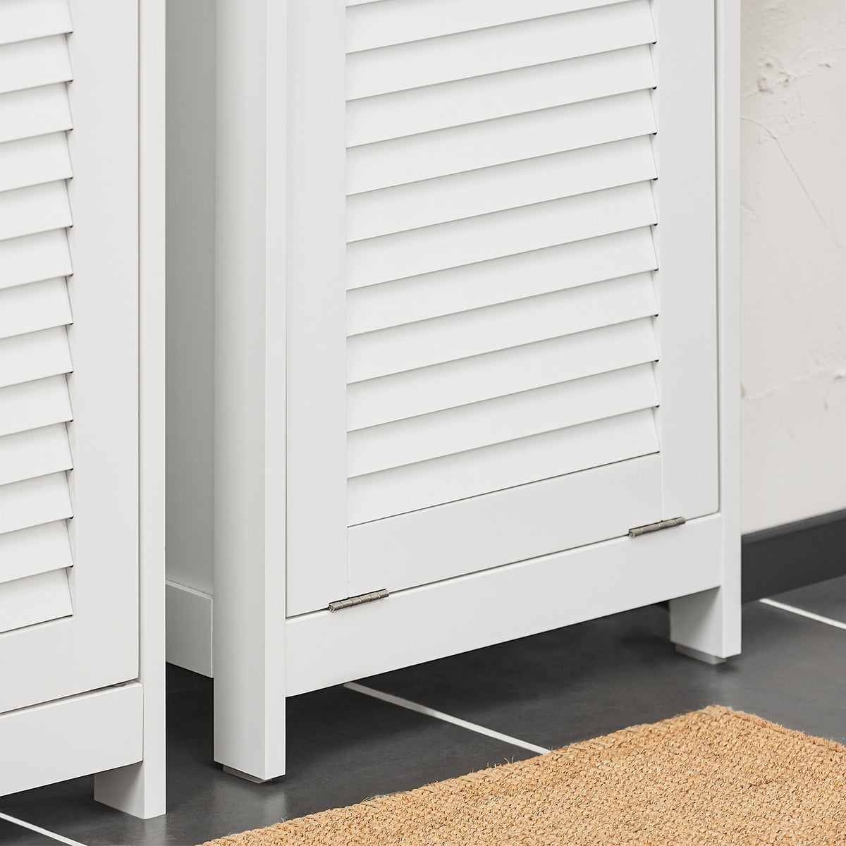 SoBuy BZR124-W, Bathroom Tall Cabinet Cupboard Storage Cabinet with Laundry Basket, White