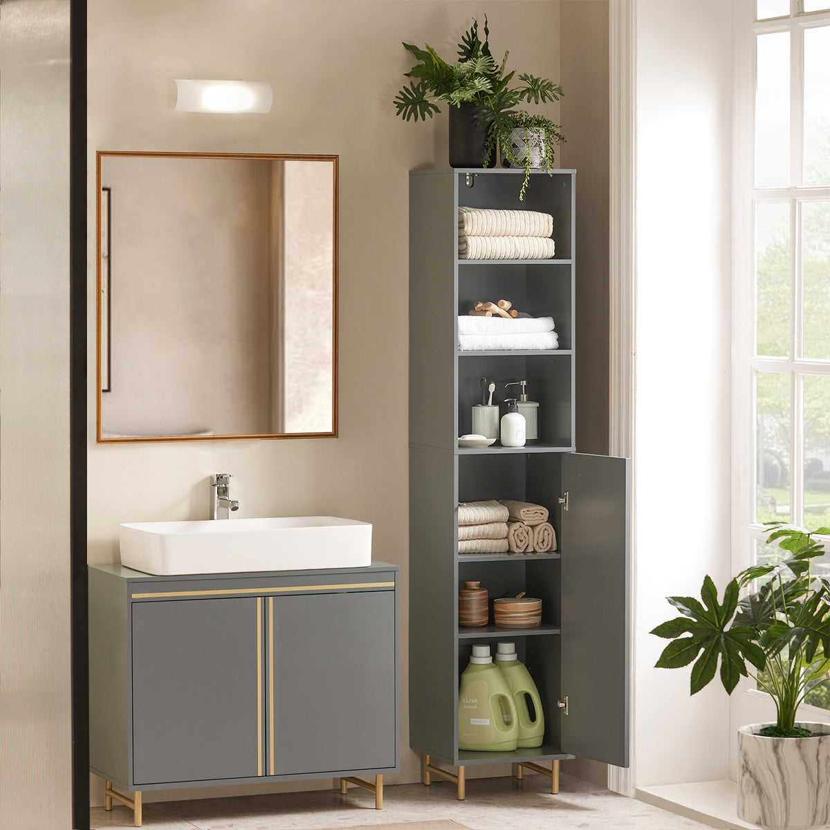 SoBuy BZR130HG, Bathroom Tall Tall Cupboard Bathroom Storage