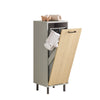 SoBuy BZR132-NG, Laundry Cabinet Laundry Chest Bathroom Cabinet Storage Cabinet with Laundry Basket, Wood