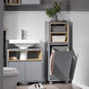 SoBuy BZR146-DG, Laundry Cabinet Laundry Chest Bathroom Storage Cabinet with Laundry Basket, Grey
