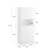 SoBuy BZR150-W, Tall Bathroom Storage Cabinet with Laundry Basket Slim Freestanding Bathroom Unit with 2 Doors, Open Shelf & Removable Fabric Baskets White Furniture for Towel Storage & Laundry