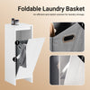 SoBuy BZR154-W, Slim Bathroom Storage Cabinet with Laundry Basket – White Narrow Bathroom Unit with Flip-Down Door, Freestanding Small Cupboard for Bathroom, Toilet or Utility Room, 30x30x87cm