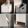 SoBuy BZR154-W, Slim Bathroom Storage Cabinet with Laundry Basket – White Narrow Bathroom Unit with Flip-Down Door, Freestanding Small Cupboard for Bathroom, Toilet or Utility Room, 30x30x87cm