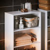 SoBuy BZR155-W, Tall Bathroom Storage Cabinet with Laundry Basket – Slim Free Standing Bathroom Unit with Doors & Open Shelves, White 60x30x171cm