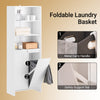 SoBuy BZR155-W, Tall Bathroom Storage Cabinet with Laundry Basket – Slim Free Standing Bathroom Unit with Doors & Open Shelves, White 60x30x171cm
