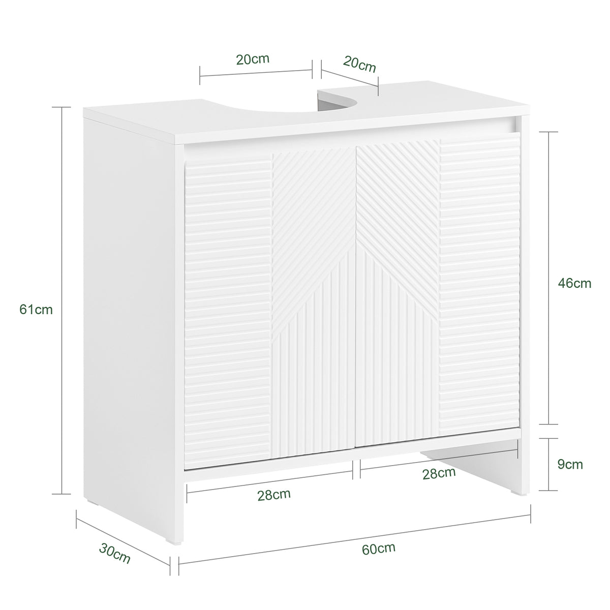 SoBuy BZR157-W, Under Sink Cabinet Bathroom Vanity Unit Bathroom Storage Cabinet with 2 Doors, White