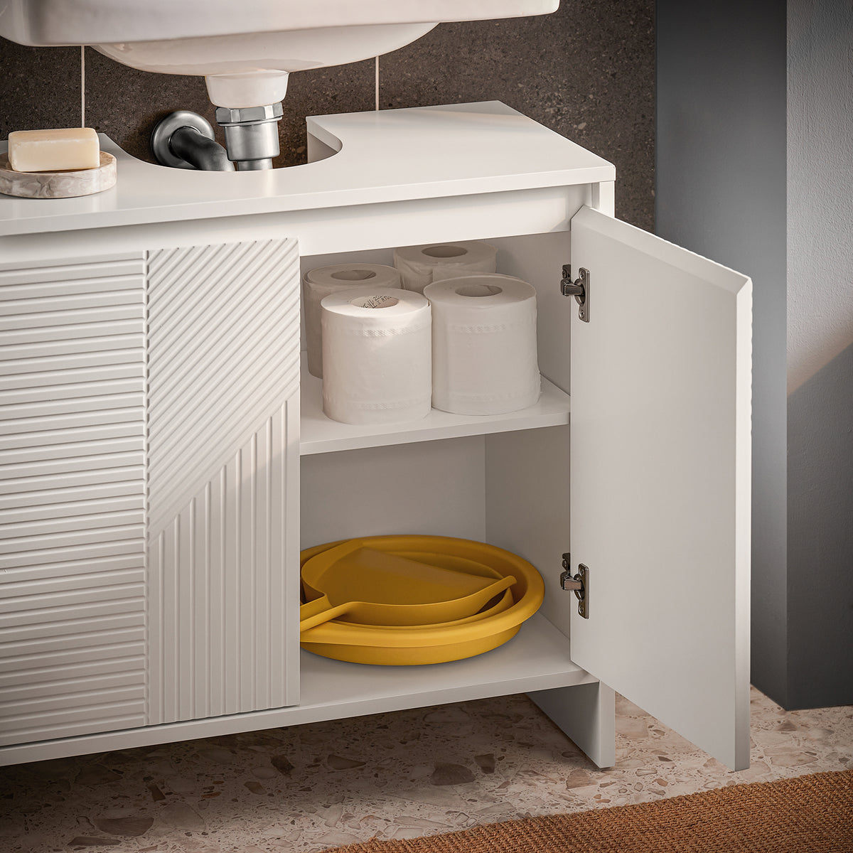 SoBuy BZR157-W, Under Sink Cabinet Bathroom Vanity Unit Bathroom Storage Cabinet with 2 Doors, White