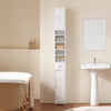SoBuy BZR167-GW, Tall Bathroom Storage Cabinet Freestanding Slim Narrow Storage Unit with 6 Adjustable Shelves Gloss White Finish Modern Bathroom Furniture for Toilet Sink or Laundry Room 20x20x180cm