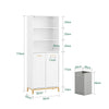 SoBuy BZR182-W, Bathroom Tall Cabinet Cupboard Bathroom Storage Cabinet with 2 Laundry Baskets, White