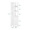 SoBuy BZR187-W, Bathroom Tall Cabinet Bathroom Storage Cabinet with 3 Shelves and 1 Door, White