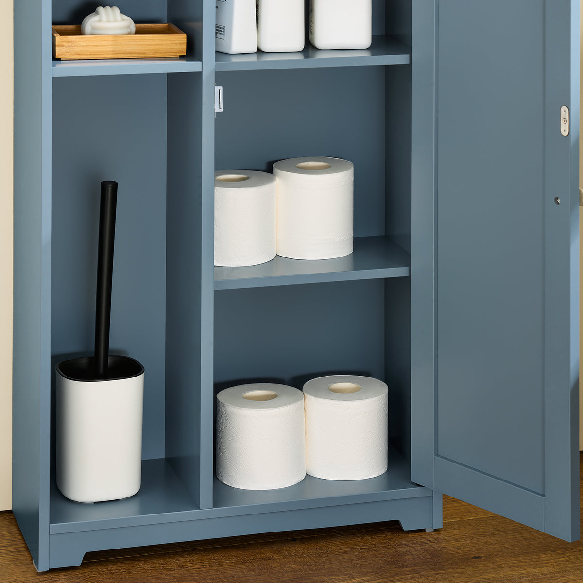 SoBuy BZR189-HG, Bathroom Storage Cabinet Toilet Paper Roll Holder Cabinet with a Door, Grey