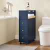 SoBuy BZR195-B, Slim Bathroom Cabinet on Wheels Toilet Paper Roll Holder Cabinet with 3 Drawers Dark, Blue