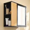 SoBuy BZR204-SCH, Bathroom Mirror Cabinet, Wall Mounted Storage Unit - Adjustable Shelf, Modern Design for Small Bathroom Storage, Easy Installation - MDF and Bamboo, 50x20x45cm, Black