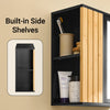SoBuy BZR204-SCH, Bathroom Mirror Cabinet, Wall Mounted Storage Unit - Adjustable Shelf, Modern Design for Small Bathroom Storage, Easy Installation - MDF and Bamboo, 50x20x45cm, Black