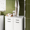 SoBuy BZR208-W, Bathroom Cabinet with Laundry Baskets - Freestanding Laundry Cabinet with 2 Removable Bags & Drawers –Bathroom Storage Unit in Wood, White, 79.5x38x90cm