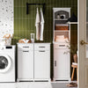 SoBuy BZR208-W, Bathroom Cabinet with Laundry Baskets - Freestanding Laundry Cabinet with 2 Removable Bags & Drawers –Bathroom Storage Unit in Wood, White, 79.5x38x90cm