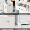 SoBuy BZR208-W, Bathroom Cabinet with Laundry Baskets - Freestanding Laundry Cabinet with 2 Removable Bags & Drawers –Bathroom Storage Unit in Wood, White, 79.5x38x90cm