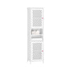 SoBuy BZR209-W, Tall Bathroom Storage Cabinet - Slim Freestanding Bathroom Unit with 2 Doors & Open Shelf, Adjustable Interior, E1 MDF - Bathroom Furniture for Family Space 45x41.5x170cm