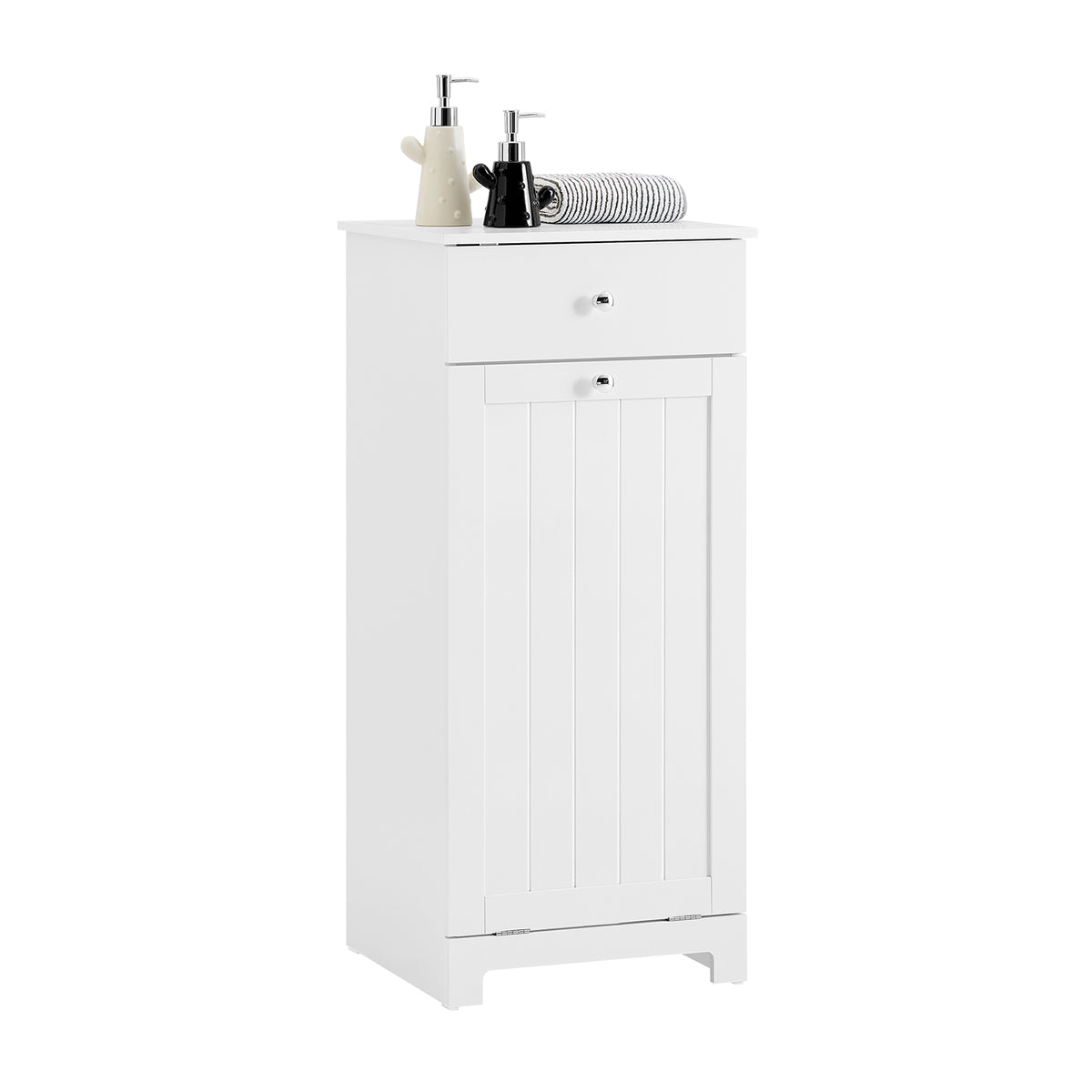 Pre-sale SoBuy BZR21-II-W, Laundry Cabinet Laundry Chest Bathroom Storage Cabinet with Laundry Basket White W40 x D38 x H90cm