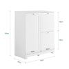 SoBuy BZR213-W, Slim Bathroom Storage Cabinet with 3 Laundry Baskets – Tall Narrow Freestanding Unit 78x38x90cm – 1 Large Integrated Hamper & 2 Removable Fabric Bins – White Bathroom Furniture