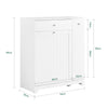 SoBuy BZR214-W, Tall Slim Bathroom Storage Cabinet with 1 Drawer, 2 Laundry Hampers and Side Pull-Out Shelf – Freestanding Narrow Bathroom Unit, 78x38x90cm White