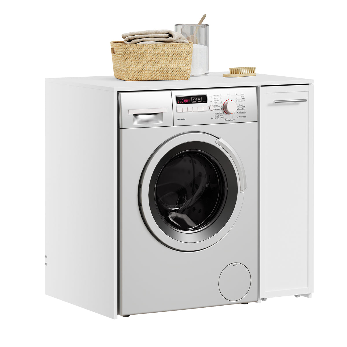 SoBuy BZR229-W, Washing Machine Cabinet with Pull-Out Shelf & 4 Wheels, White, 90x60x88cm
