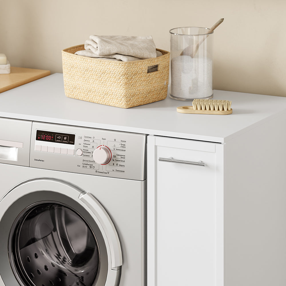 SoBuy BZR229-W, Washing Machine Cabinet with Pull-Out Shelf & 4 Wheels, White, 90x60x88cm - view 4