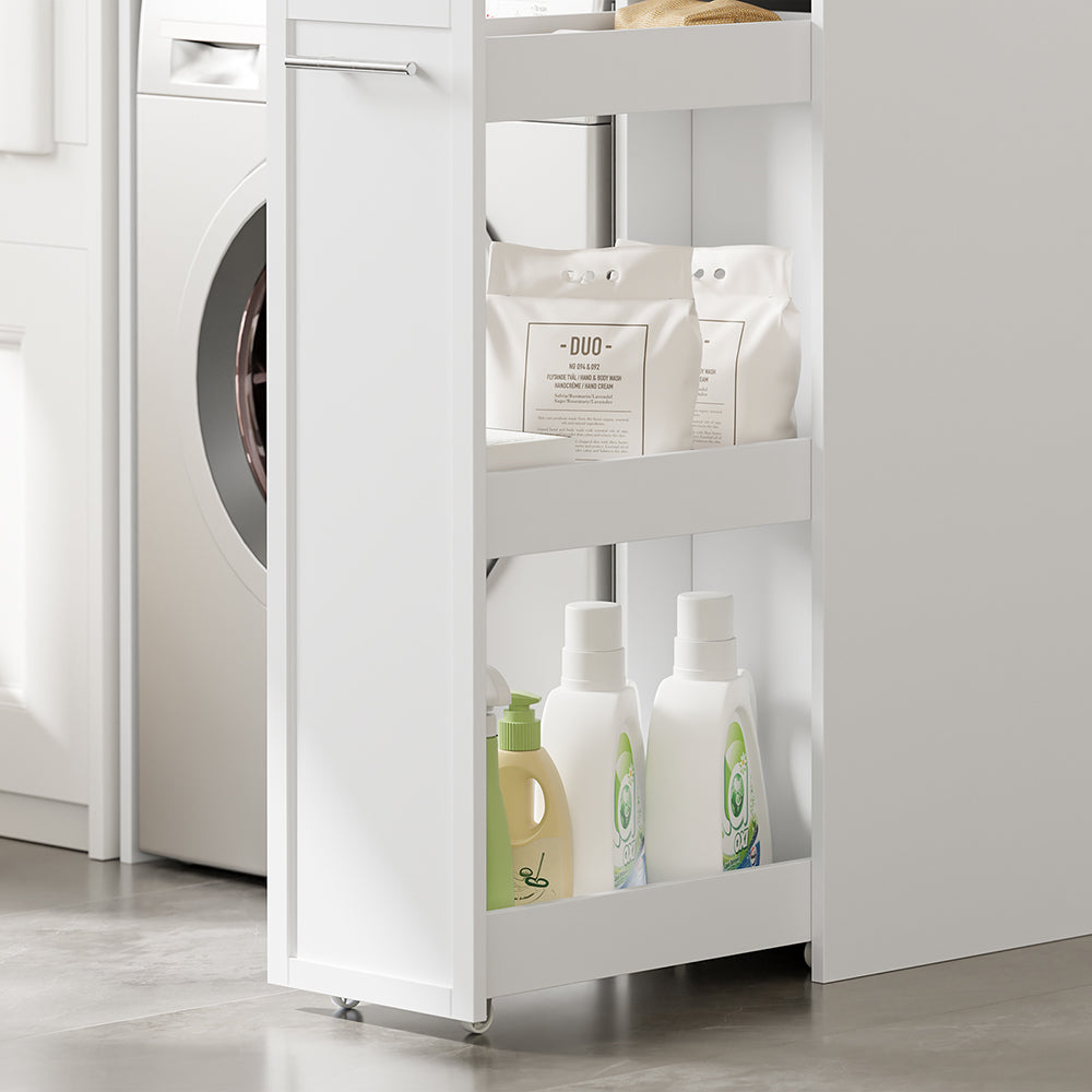 SoBuy BZR229-W, Washing Machine Cabinet with Pull-Out Shelf & 4 Wheels, White, 90x60x88cm - view 7