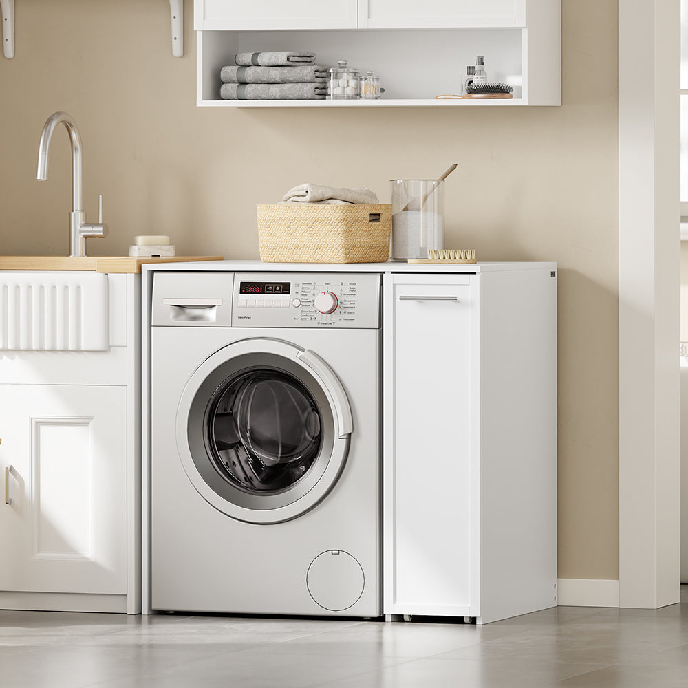 SoBuy BZR229-W, Washing Machine Cabinet with Pull-Out Shelf & 4 Wheels, White, 90x60x88cm - view 2