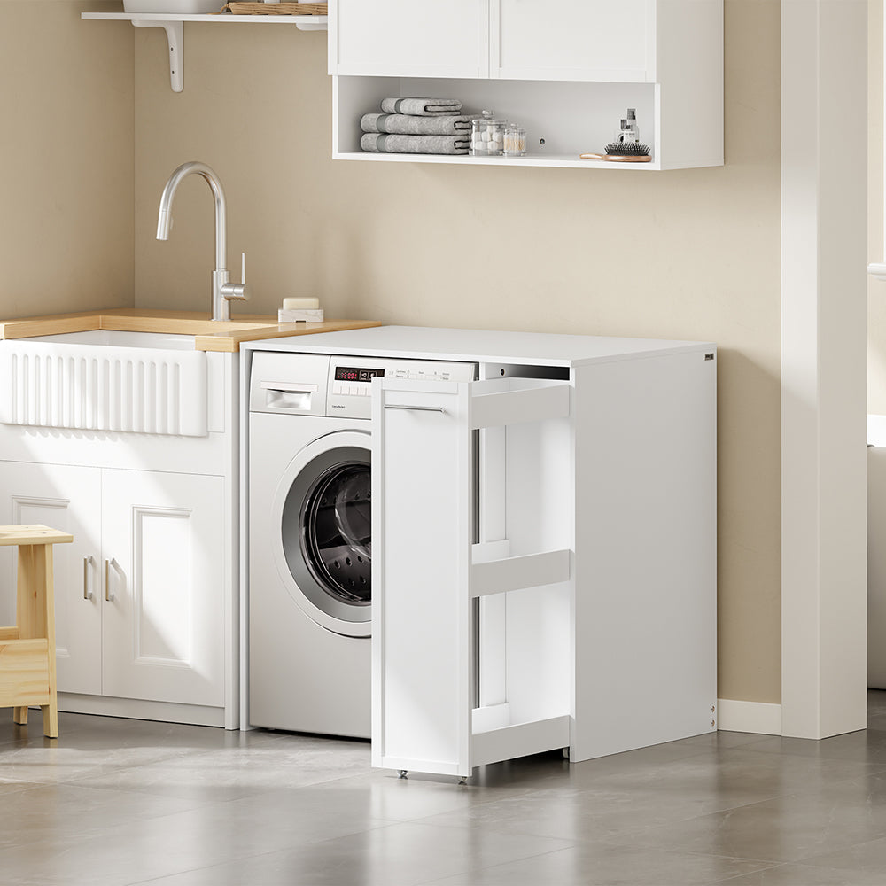 SoBuy BZR229-W, Washing Machine Cabinet with Pull-Out Shelf & 4 Wheels, White, 90x60x88cm - view 11