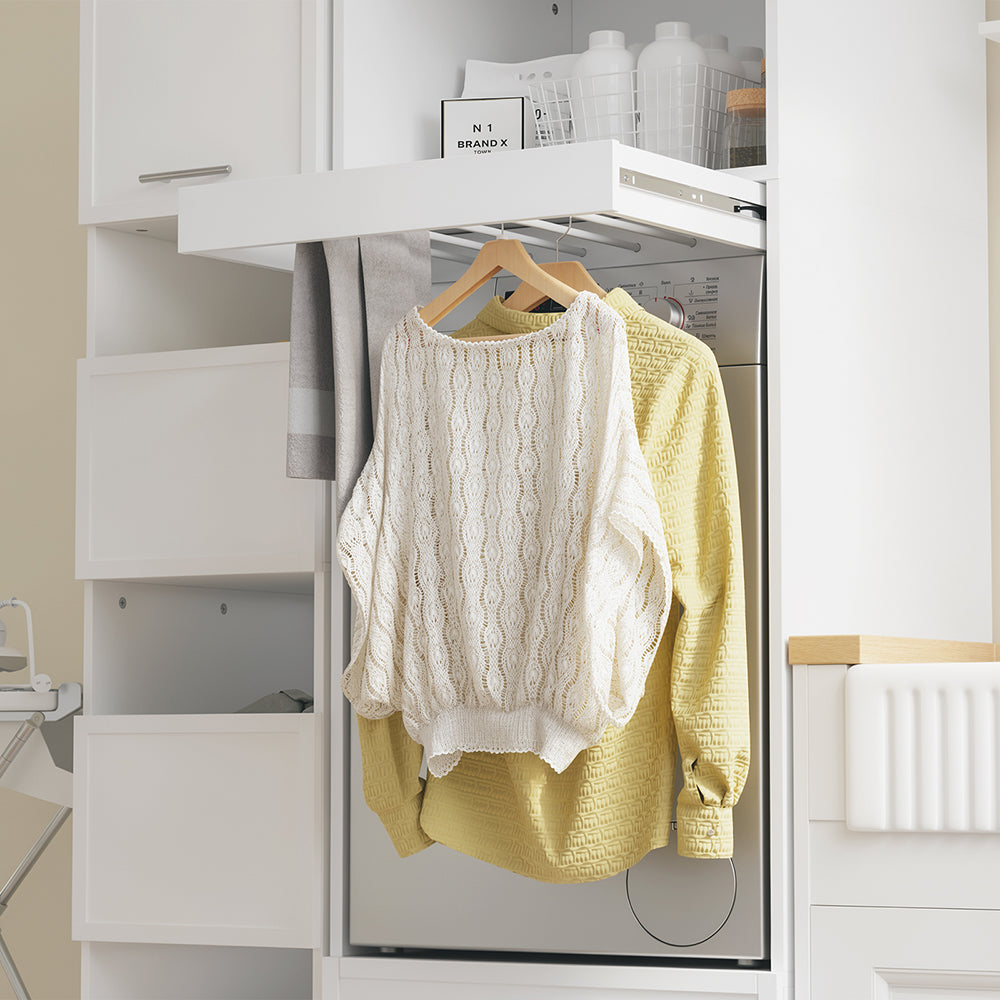 SoBuy BZR230-W, Over Washing Machine Storage Cabinet with 2 Drawers, White, 66x60.5x186cm - view 6