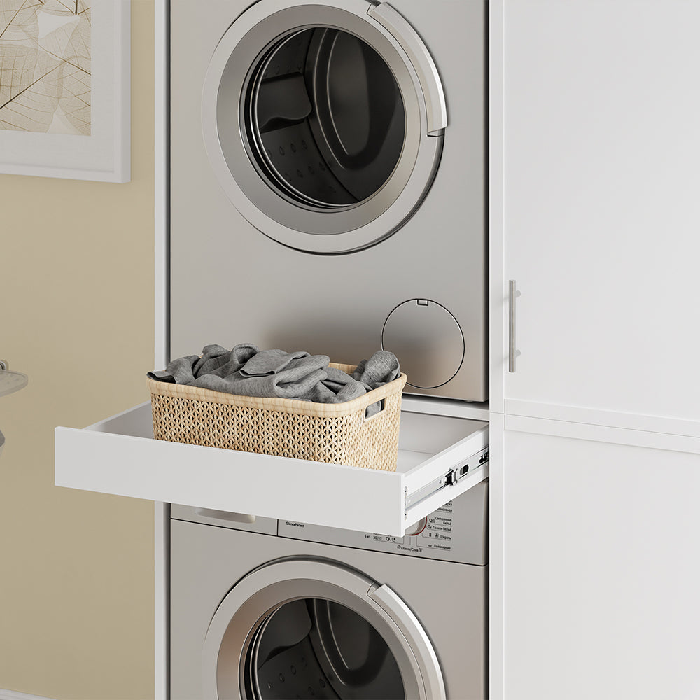 SoBuy BZR231-W, Laundry Cabinet for Washer & Dryer with Adjustable Shelves, White, 110x66x186cm - view 9