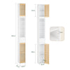 SoBuy BZR34-BW, Bathroom Tall Cabinet 20cm, Slim Freestanding Bathroom Storage Unit with Adjustable Shelves and Bamboo Doors, Space-Saving Storage Cupboard, Water-Resistant MDF, White, 20x20x180cm