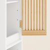 SoBuy BZR34-BW, Bathroom Tall Cabinet 20cm, Slim Freestanding Bathroom Storage Unit with Adjustable Shelves and Bamboo Doors, Space-Saving Storage Cupboard, Water-Resistant MDF, White, 20x20x180cm