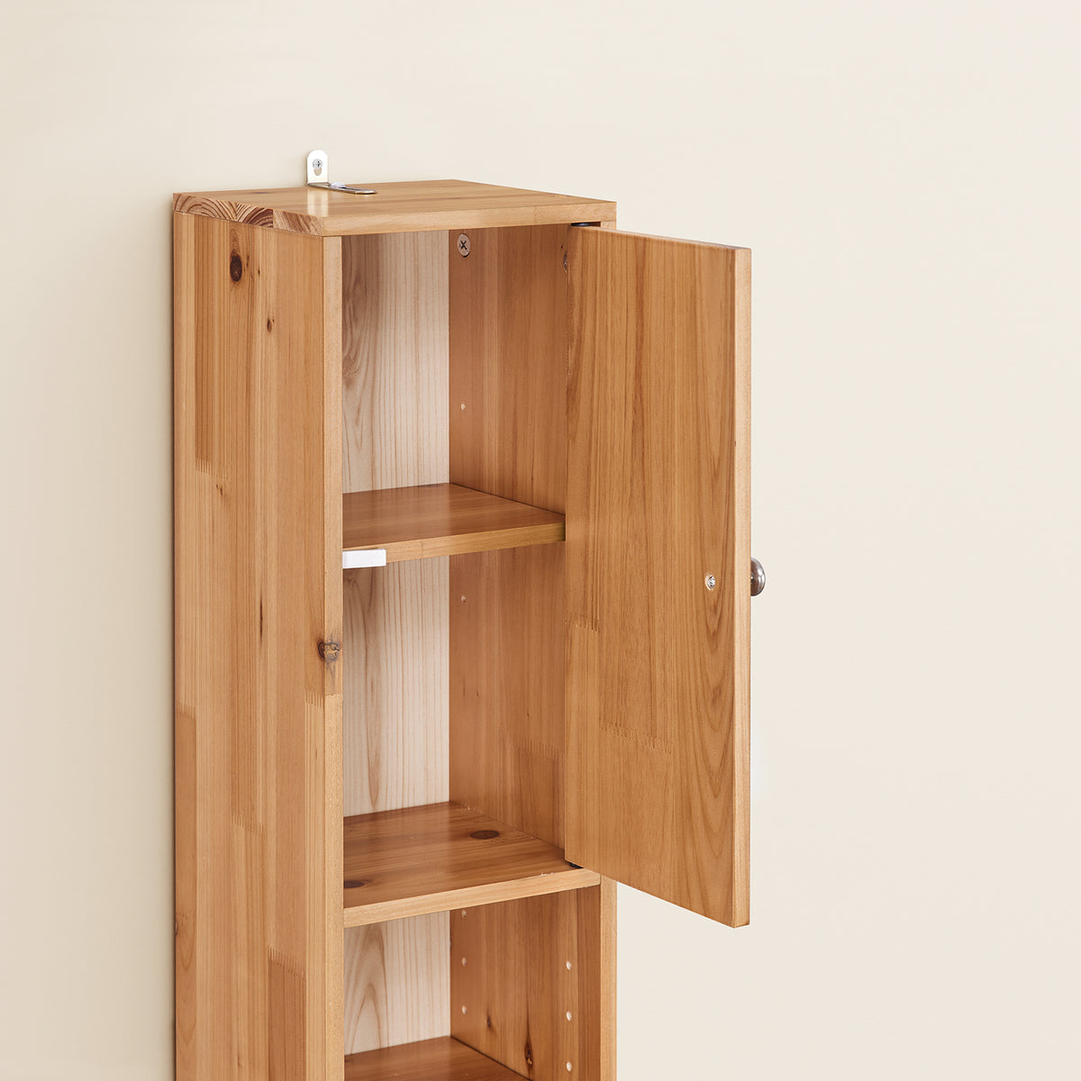 SoBuy BZR34-II-SH, Tall Bathroom Cabinet Solid Wood– Slim Bathroom Storage Unit Freestanding with Adjustable Shelves and Drawer – Space-Saving Storage Cupboard, Water-Resistant, 20x180x20cm