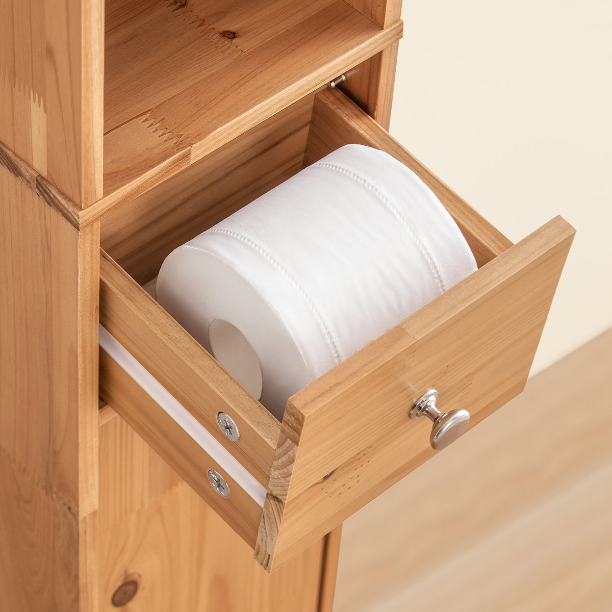 SoBuy BZR34-II-SH, Tall Bathroom Cabinet Solid Wood– Slim Bathroom Storage Unit Freestanding with Adjustable Shelves and Drawer – Space-Saving Storage Cupboard, Water-Resistant, 20x180x20cm