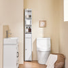 SoBuy BZR34-K-W, Bathroom Storage Tall Cabinet Slim Bathroom Storage Unit with Door & Drawer Narrow Storage Cabinet Freestanding Storage Furniture for Small Bathrooms 20x20x145cm