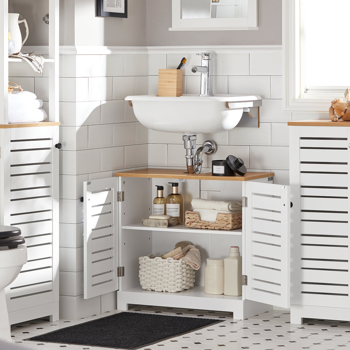SoBuy BZR40-W, Under Sink Cabinet Bathroom Vanity Unit Bathroom Storage Cabinet, White