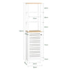 SoBuy BZR43-W, Tall Cabinet Bathroom Cabinet Storage Cabinet with 3 Shelves and 1 Door, White