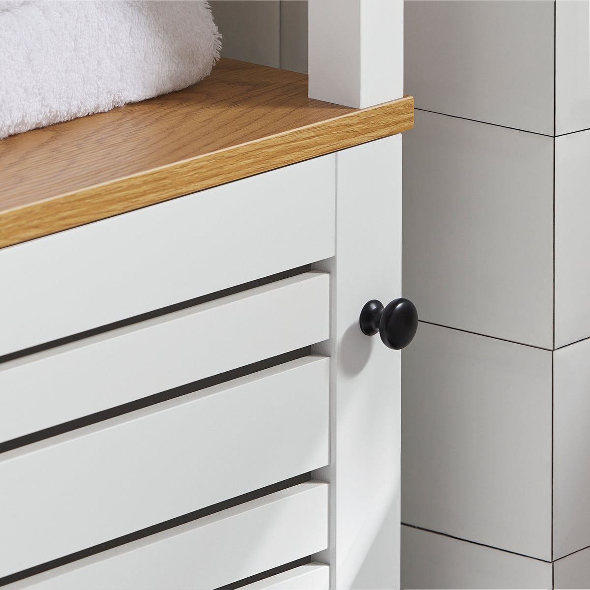 SoBuy BZR43-W, Tall Cabinet Bathroom Cabinet Storage Cabinet with 3 Shelves and 1 Door, White