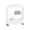 SoBuy BZR46-W, Bathroom Toilet Paper Roll Holder Narrow Shelf on Wheels, White