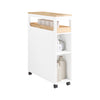 SoBuy BZR54-II-WN, Movable Bathroom Cabinet Toilet Paper Roll Holder Cabinet with 2 Open Compartments, White