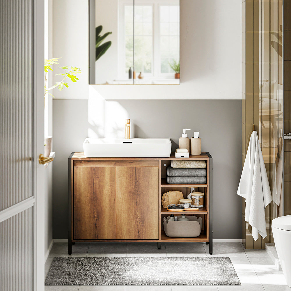SoBuy BZR63-L-PF, Under Sink Cabinet with U-Shaped Cut-Out, Light Brown, 90x30x60cm - view 6