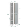 SoBuy BZR76-HG, Bathroom Tall Cabinet Cupboard with Side Storage Shelves, Grey