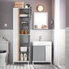 SoBuy BZR76-HG, Bathroom Tall Cabinet Cupboard with Side Storage Shelves, Grey