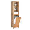 SoBuy BZR95-N, Bathroom Tall Cabinet Cupboard Storage Cabinet with Laundry Basket, Wood
