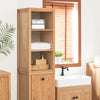 SoBuy BZR95-N, Bathroom Tall Cabinet Cupboard Storage Cabinet with Laundry Basket, Wood
