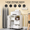 Sobuy FBT105-W, Printer Cabinet with 2 Drawers and 1 Door Under Desk Storage on Wheels Mobile Filing Cabinet Small Office Storage Unit White 60x35x70cm
